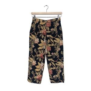 Tantrums Vintage  Floral Pants Size Small Linen Cotton High Rise‎ Cropped Capris